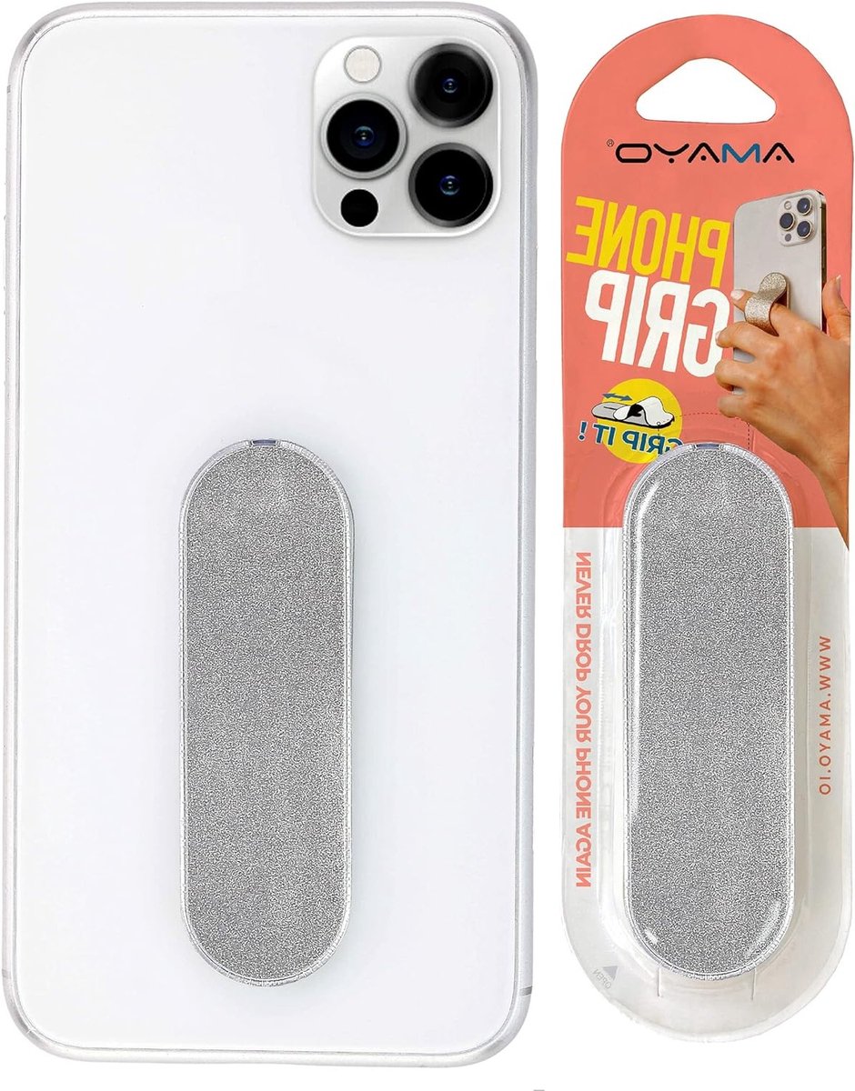 Smartphone vingerhouder - telefoon grip voor betere controle, handige ringhouder, mobiel accessoire voor veilig gebruik van je smartphone (iSeries - zilver)