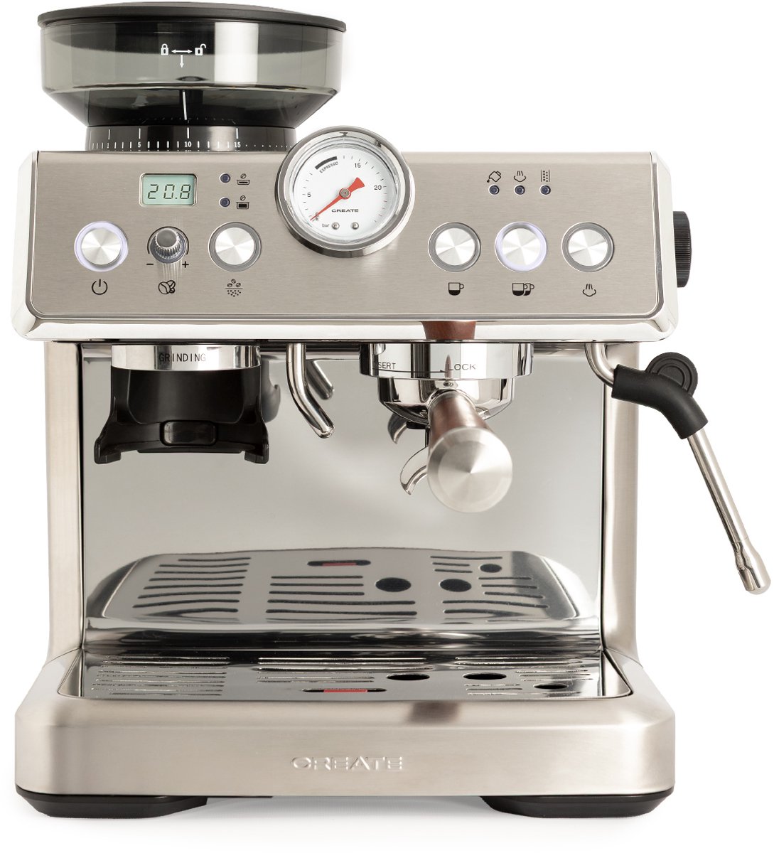 CREATE - Halfautomatische espressomachine met stoompijpje - Roestvrij staal - THERA CLASSIC ADVANCE
