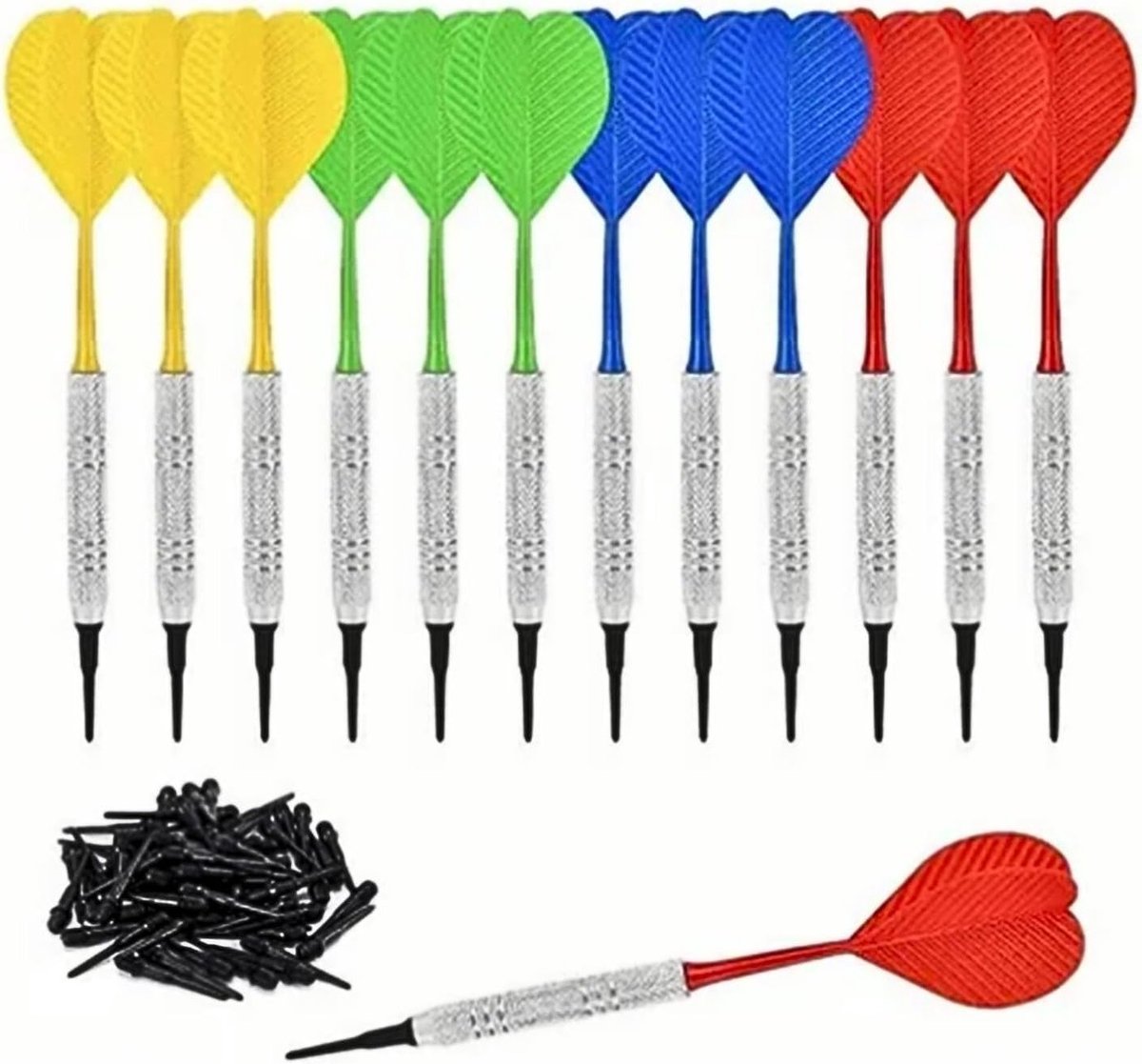 Professionele Softtip Dart Set met 12 Stukken, Multikleurige Darts voor Elektronisch Doel en Extra Vluchten met Dots