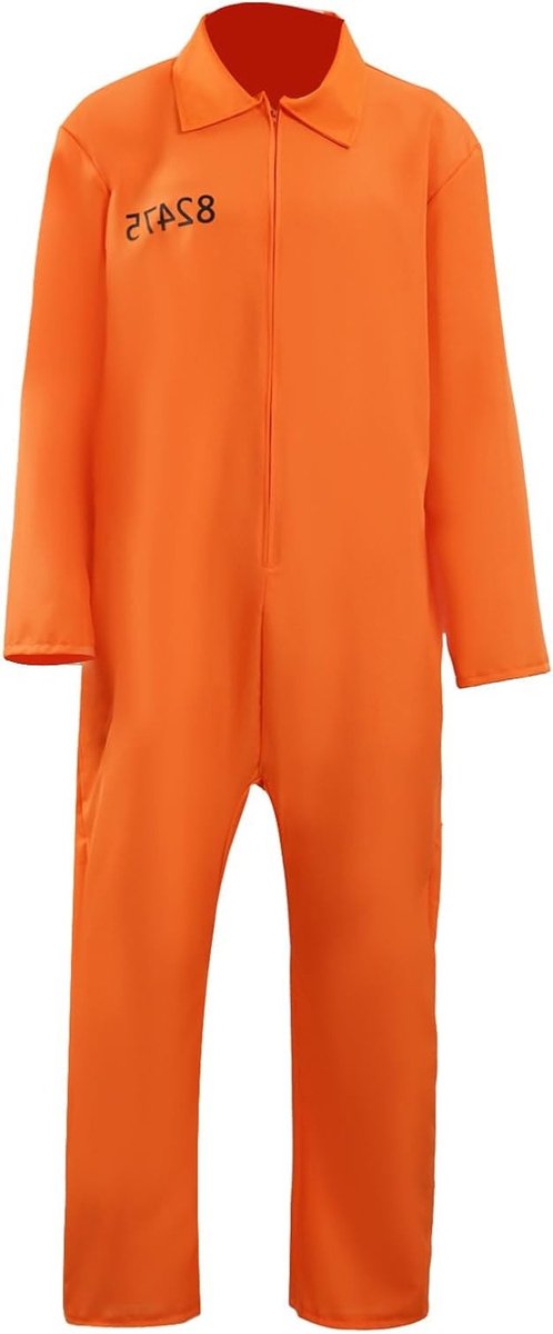 Unisex Oranje Gevangenis Kostuum Set met Handboeien voor Mannen en Vrouwen - Perfect voor Carnaval en Cosplay van Gevangenen en Boeven