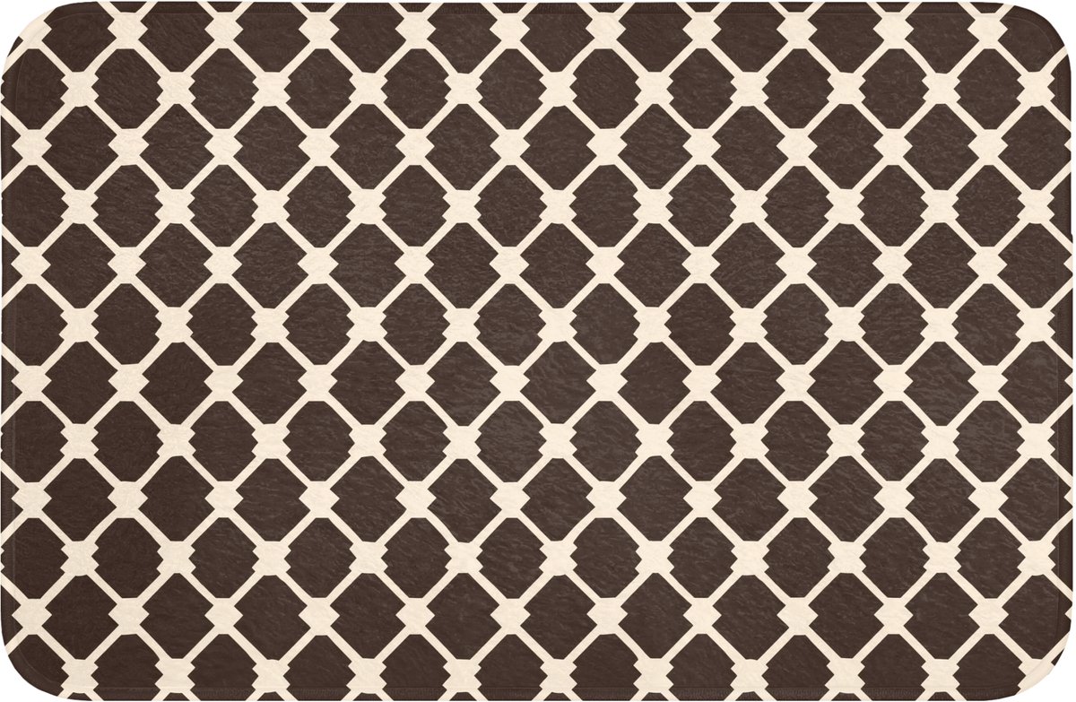 WC mat 60x40 cm - Antislip - Bruin - Ruitpatroon - Geometrisch - Toiletmat - Vloermat - Do