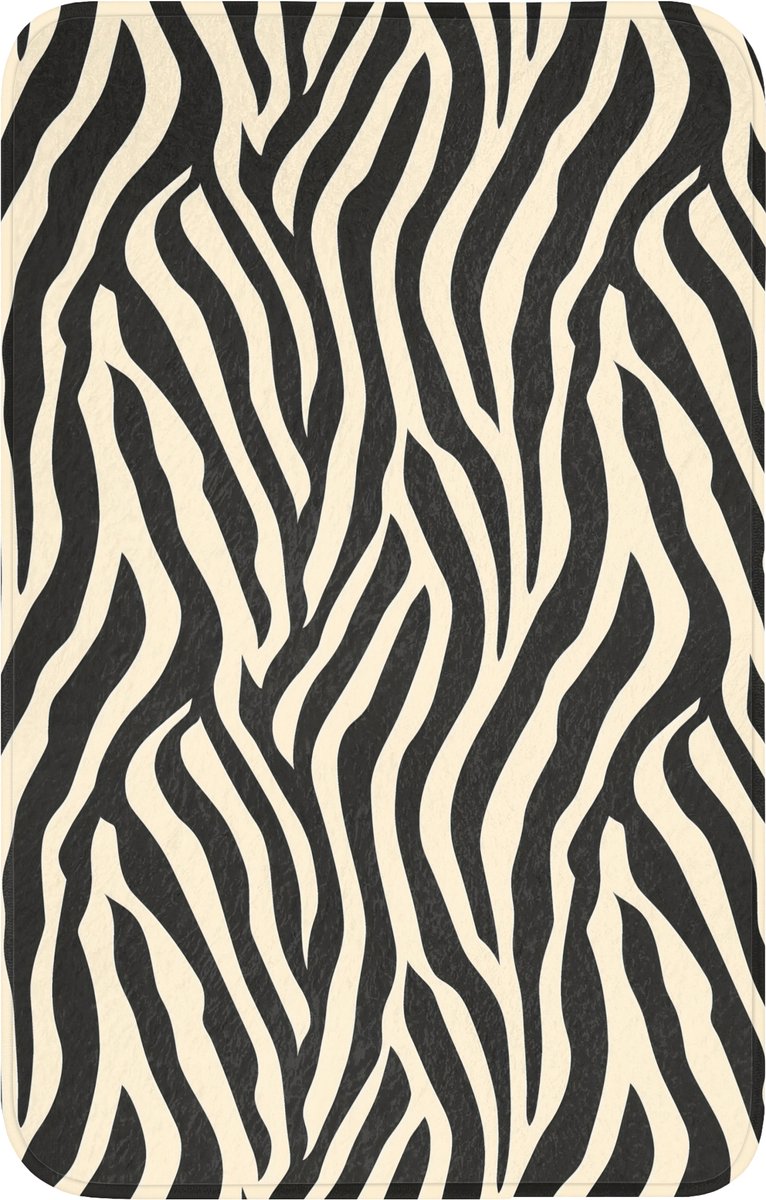 WC mat 50x80 cm - Antislip - Zebra - Print - Klassiek - Zwart - Toiletmat - Vloermat - Dou