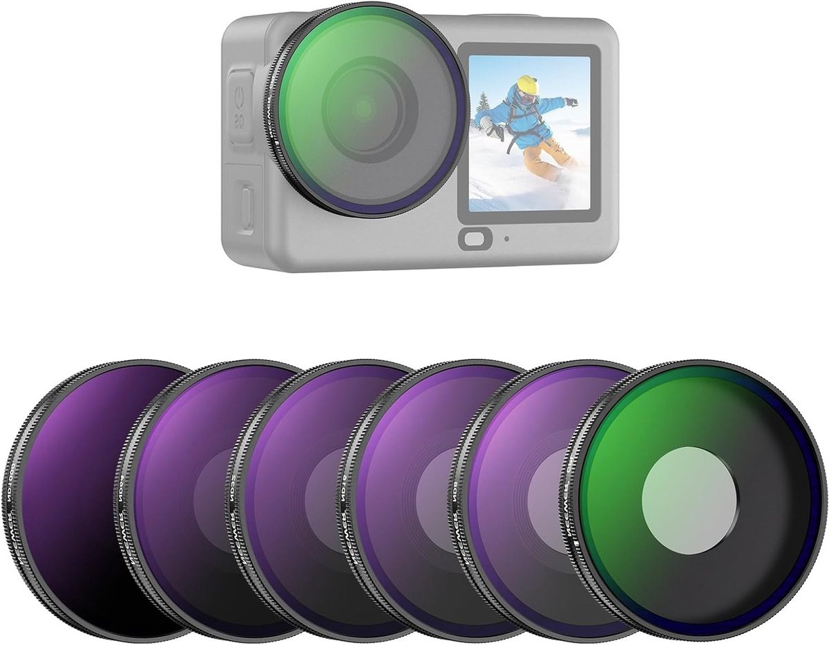 CPL en ND Filter Set voor DJI Osmo Action 6 - Verstelbare Circulaire Polarisatiefilters en Multilayer Lensaccessoires voor Actiecamera's, ND8/16/32/64/1000