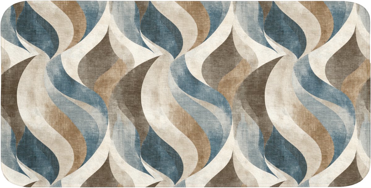 WC mat 120x60 cm - Antislip - Abstract - Golven - Kleurrijk - Toiletmat - Vloermat - Douch