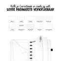 Overzicht van verschillende blanco, gelinieerde, puntjes, geruite, to-do, weekplanner, bladmuziek en recepten pagina's voor Correctbook.