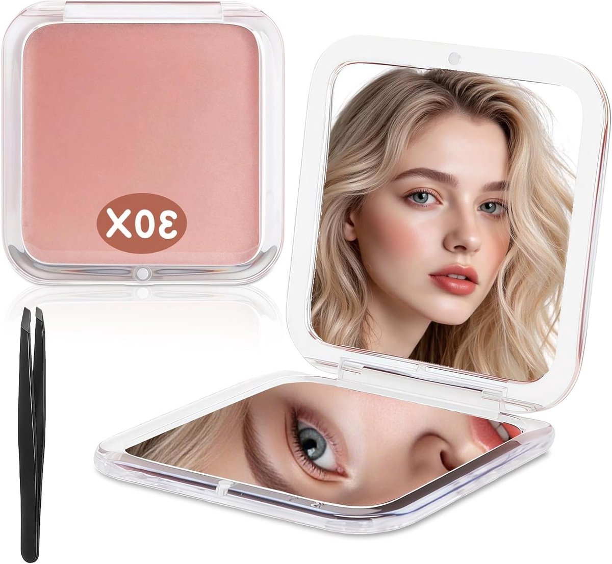 Elegante Roze Gouden Compact Spiegel voor Make-up, Reizen en Dagelijks Gebruik