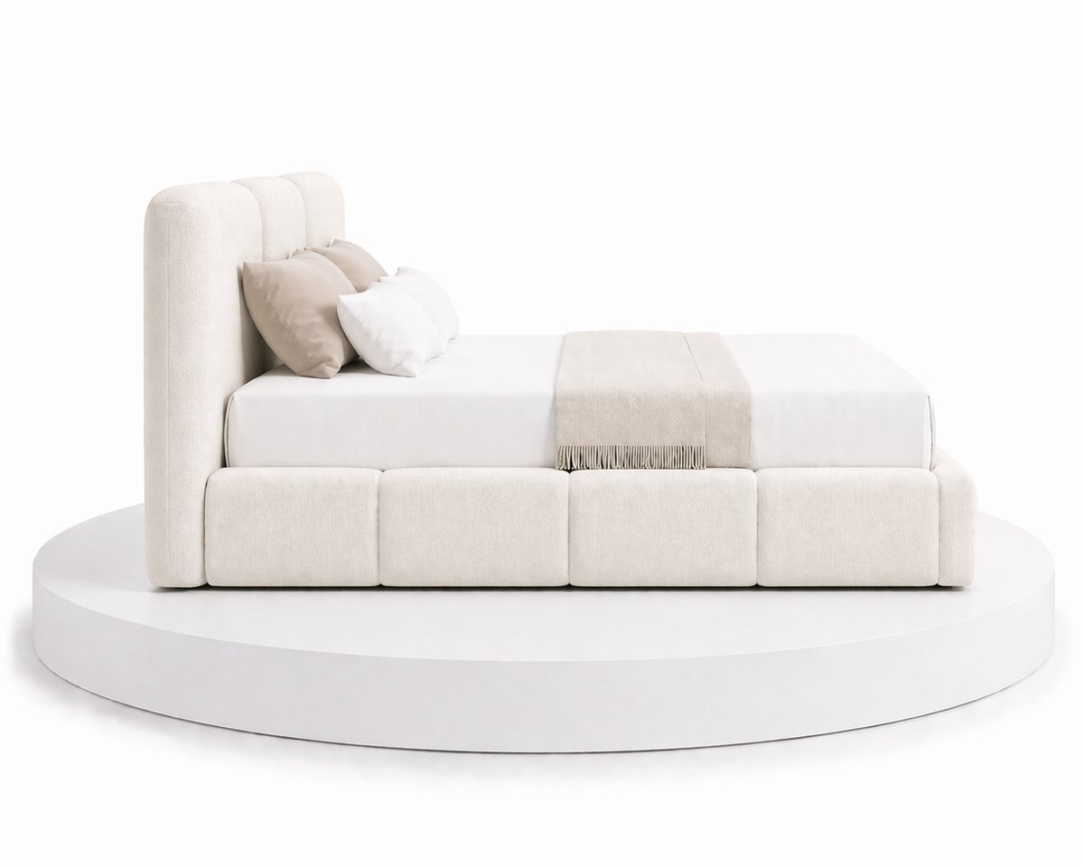 Japandi Bed Hikari - 160x200 Compleet - Boxspring met opbergruimte - Off-white - BalBedden thumbnail 2