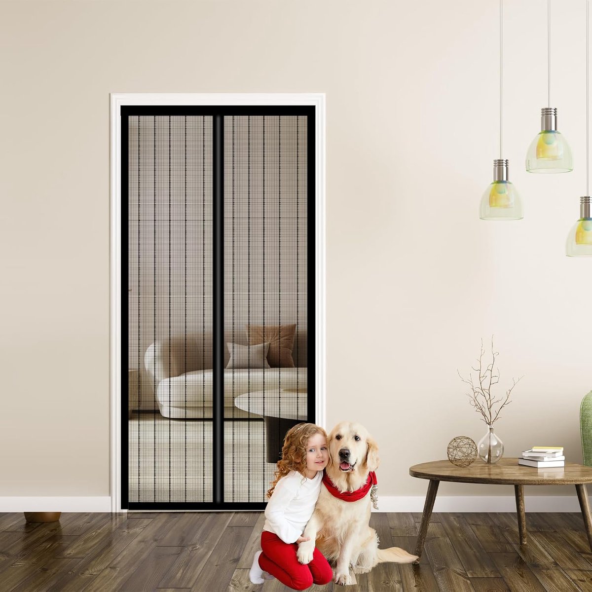 Magnetisch horgaas voor deuren van 100x210cm- houdt insecten en muggen buiten- handsfree- 