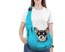 SnelShoppen - Pawaboo Schoudertas voor Honden - Draagtas voor Honden en Katten onder 5,5 kg - Verstelbare Riem - Blauwe Draagtas voor Reizen en Wandel