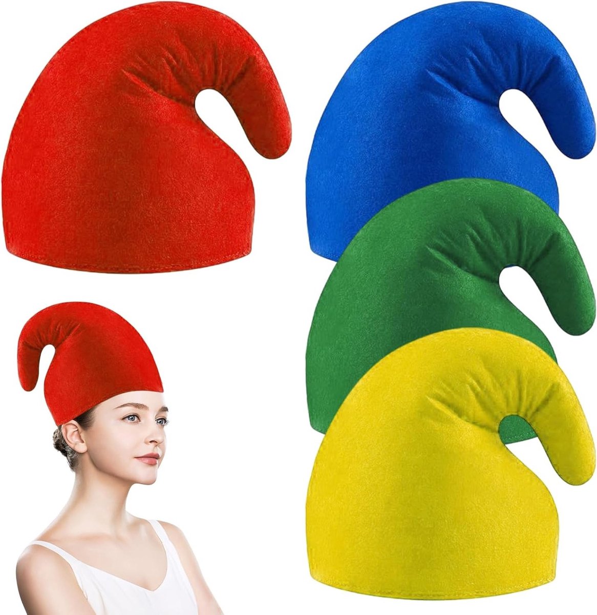 Kleurrijke dwergenhoed voor volwassenen en kinderen - Feesthoed van vilt voor carnaval, kostuum en cosplay accessoires, 28 x 31 cm