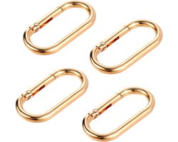 Set van 4 Oval Carabiner Clips - Kleine Veer O-Ring Snap Clips voor Sleutels, Tassen en Riemen, Ideaal voor Outdoor en Camping