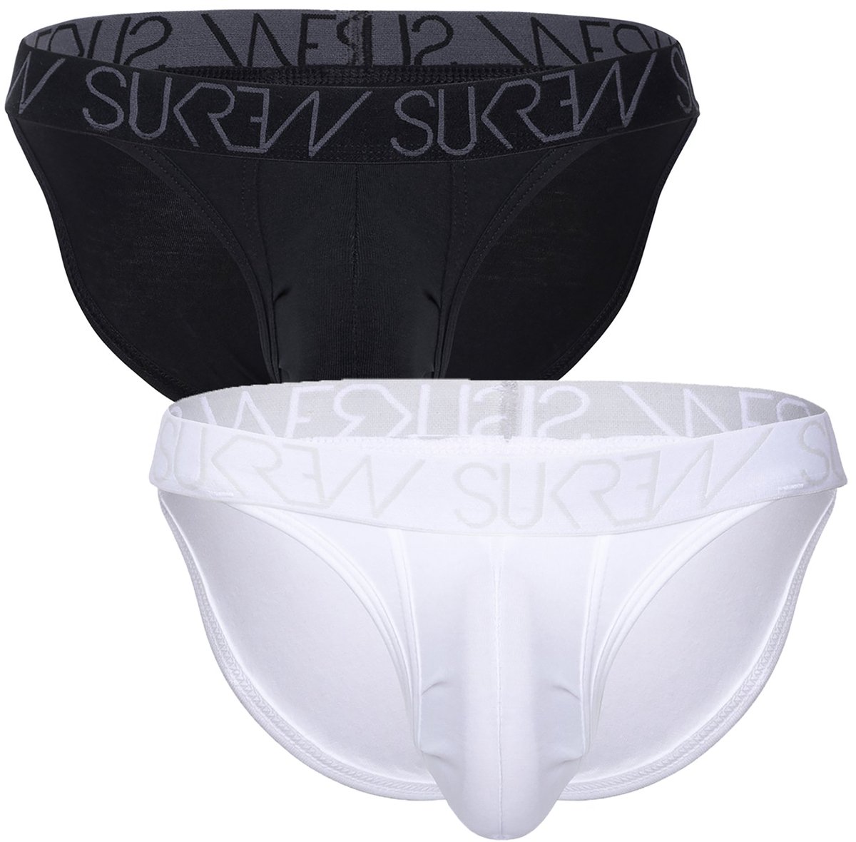 SUKREW Tanga Multipack 1x Black + 1x White - MAAT S - Heren Ondergoed - Slip voor Man - Mannen Brief