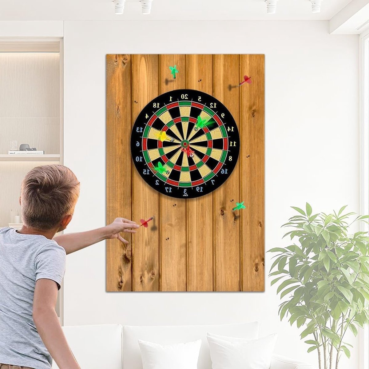 Dartbord Wandbeschermer van Hout, Zelfklevende Wandrand voor Dartborden, Bescherming voor Thuis en Buiten, Ideaal voor Dartliefhebbers en Spelers