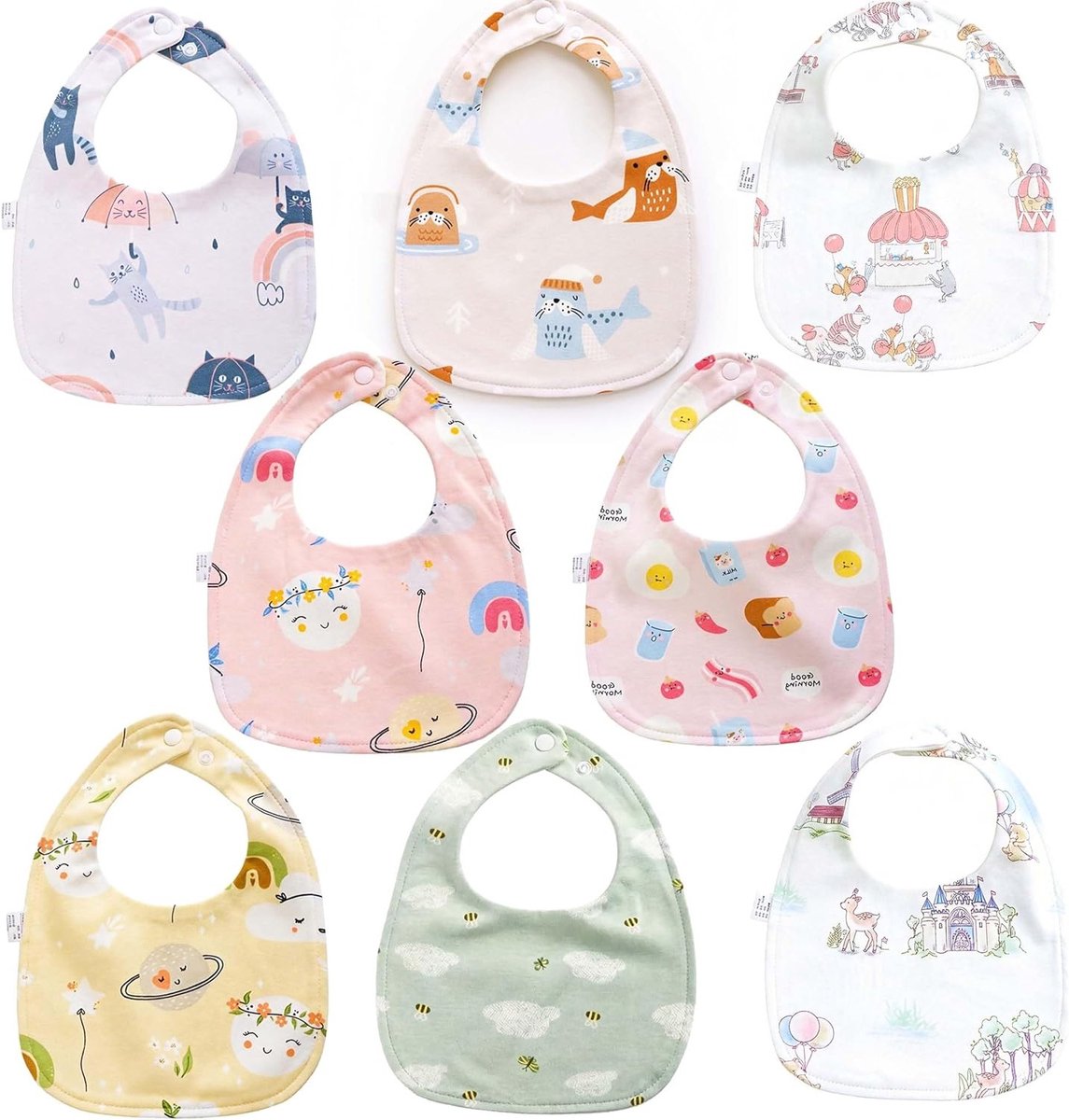 Waterdichte baby slabbetjes van katoen, zachte en absorberende bandana voor voeding, wasbaar en multifunctioneel in meerdere kleuren
