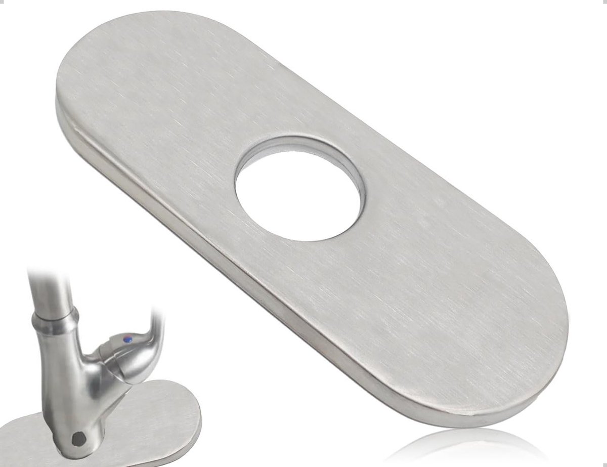 EGoods - Geborsteld roestvrij staal afdekplaat voor gaten, decoratieve gatafdekking voor badkamer, keuken, wastafel - zilverkleurig.