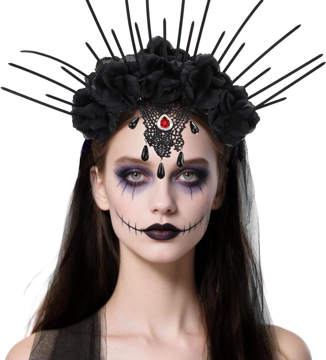 Verleidelijke Heksenhoed met Sluiers en Veertjes voor Halloween en Carnaval - Perfecte Accessoires voor Heksenkostuums en Feestjes
