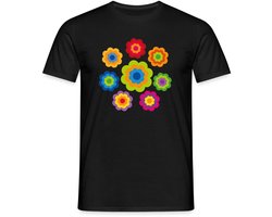Flower Power 70er Jaren Hippie Bloemen Kostuum T-Shirt Heren