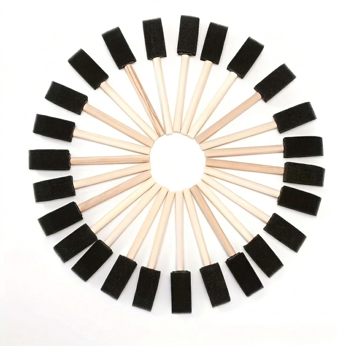 Zwart verfsponzen set met houten handvat verf kwasten 20 stuks schuim spons kwasten voor schilderen beitsen vernis acryl verf en knutselen hobby gebruik