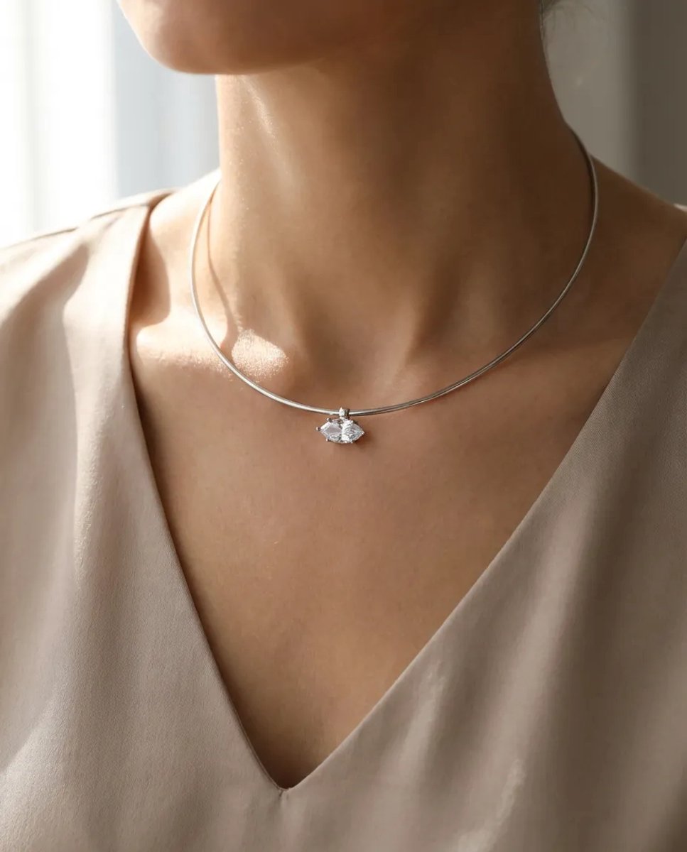 Dorvina Messing Zilverkleurig Choker Model Zirkonia Dames Ketting Verkleurt Niet | Stijlvol en Duurzaam Sieraad