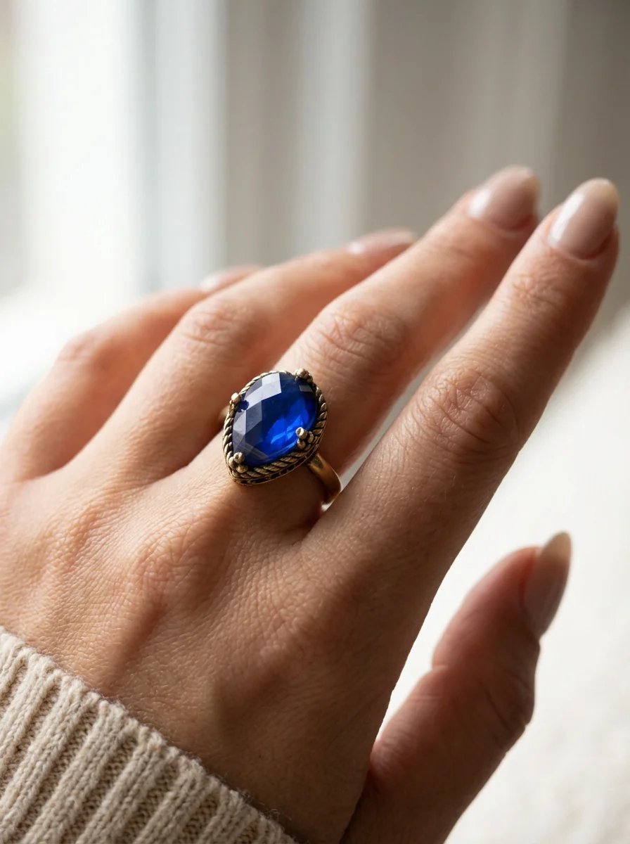 Dorvina Bronzen Sieraad Authentiek Kleur Kleurveranderend His Steen Damla Kesim Verstelbaar Vintage Dames Ring