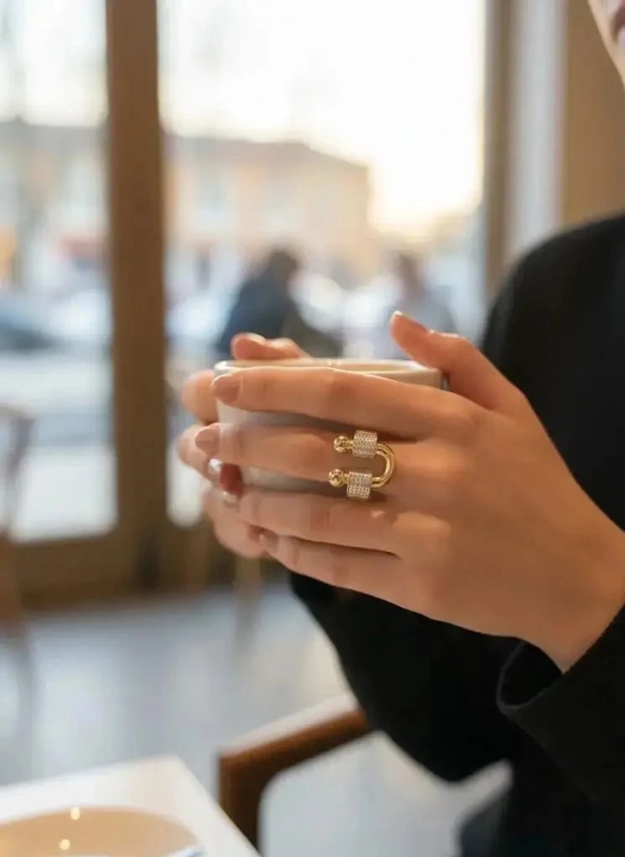 Dorvina VIP Karamaz Messing Op 14K Verguld Zirkonia Verstelbaar Tiffy Model Dames Ring