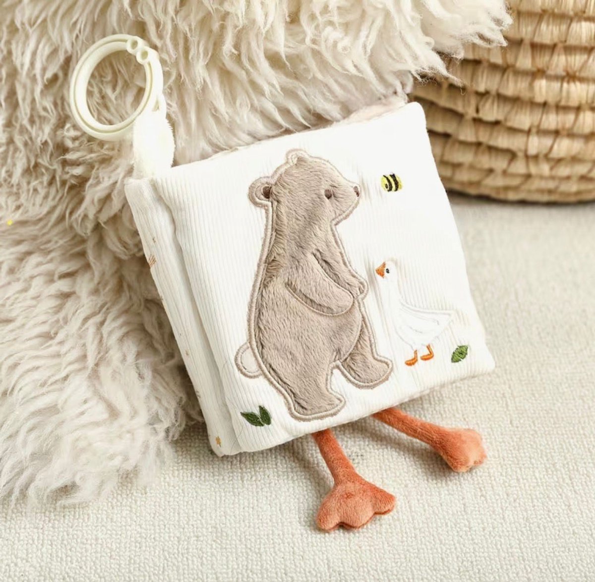 Montessori Smart Speelgoed Baby Stoffen Boek – Sensorisch Babyboek met Spiegel en 3D Elementen