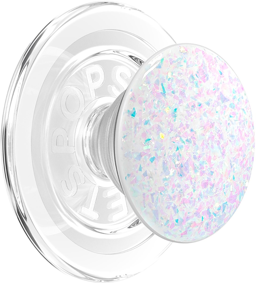 PopSockets, Smartphone PopGrip MagSafe Standaard en Selfie Functie Glittereffect, Wit