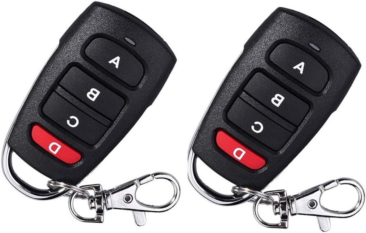 SnelShoppen - Universele Afstandsbediening Garagedeuropener voor Elektrische Poort - Programmeerbare Clonemodule 433MHZ - Set van 2 - 4 Knoppen Ontwer