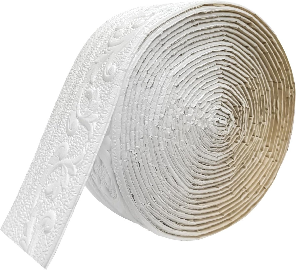 Decoratieve Zelfklevende Moulding 10 m x 8 cm x 5 mm Flexibel en Waterdicht voor Wanden, Plafonds en Hoeken - 3D Decoratieve Strips in Wit
