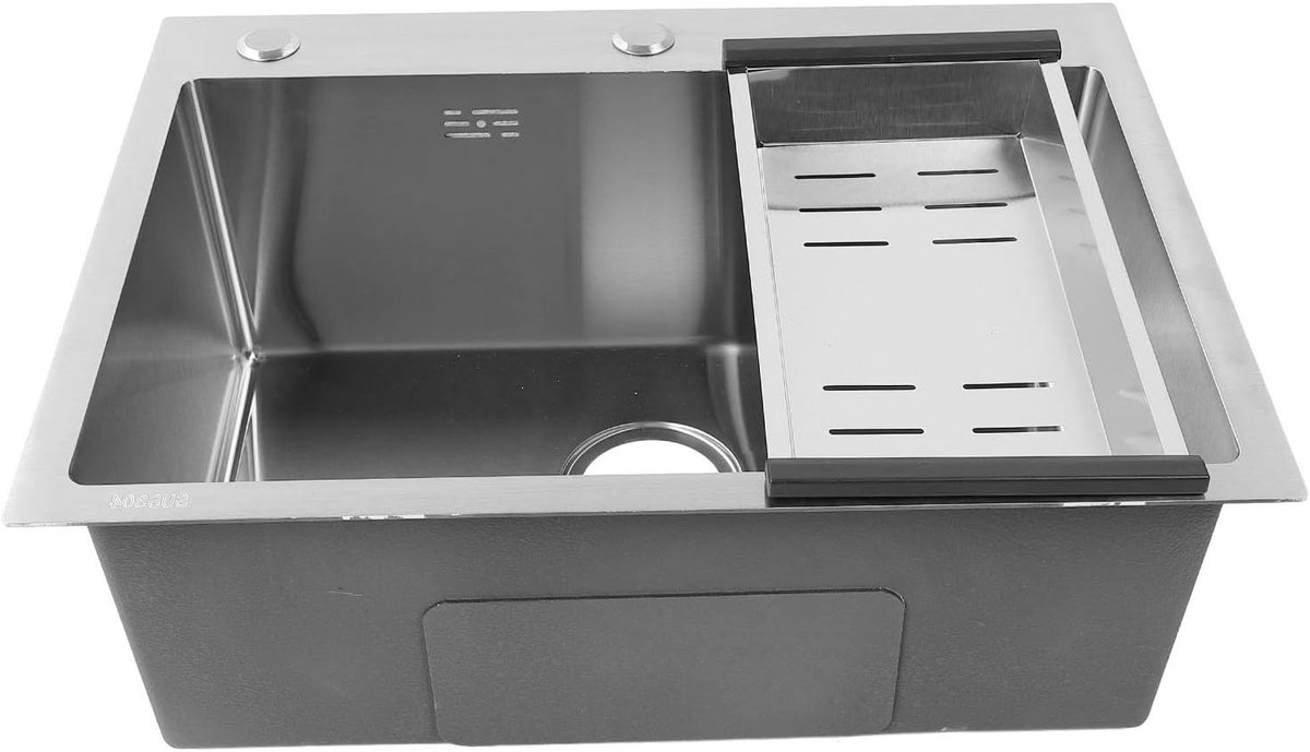 Diepe RVS Keukensink met Één Kom, Topmontage, Antiklevering en Accessoires voor Werkstation