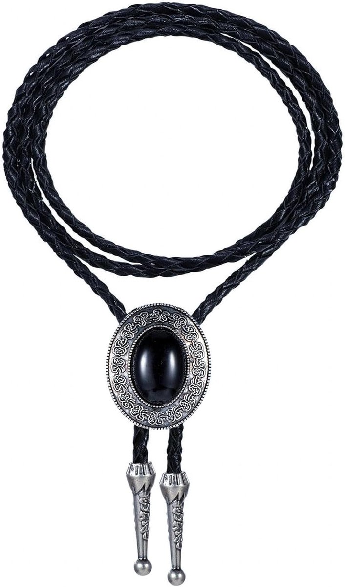 Ronde Western Cowboy Krawat Necklace voor Mannen en Vrouwen, Handgemaakte Leren Krawats in Retro Stijl, Modeaccessoires voor Cowboy Kostuums en Feestelijke Gelegenheden