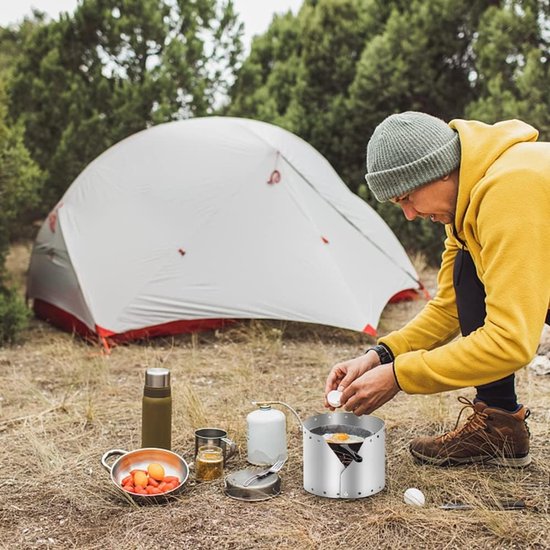 Ultralichte Titanium Camping Kookplaat met Windscherm en Bescherming - 15 cm voor Buitenactiviteiten van Merkloos — afbeelding 5