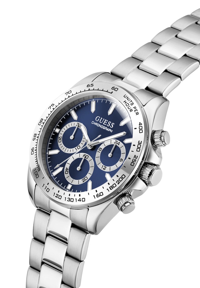 Guess Arthur Quartz Analoog Horloge Zilvertint En Blauw Kast: 100% Roestvrij Staal | Armband: 100% Roestvrij Staal 42 mm GW1058G1, GW1058G2, GW1058G6, GW1058G7