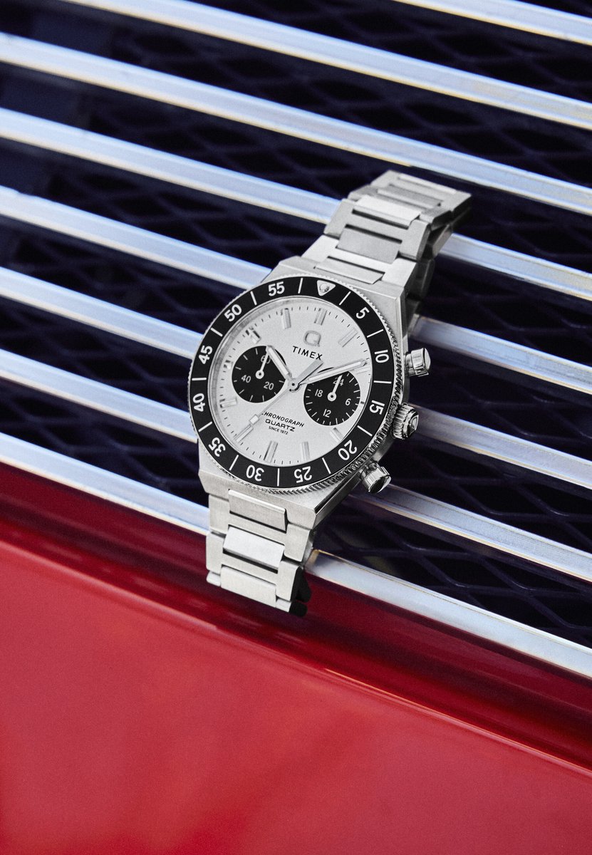 Timex Q Timex Continental Chronograph Quartz Analoog Horloge Grijs- En Zilvertint Kast: 100% Roestvrij Staal | Armband: 100% Roestvrij Staal 40 mm TW2Y55800AJ, TW2Y55900AJ