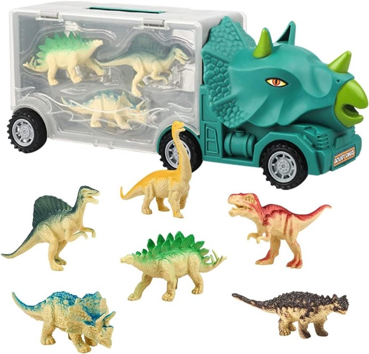 Dino Transport Voertuig Speelgoed voor Kinderen met Triceratops en Auto's, Geschikt voor 3-8 Jaar