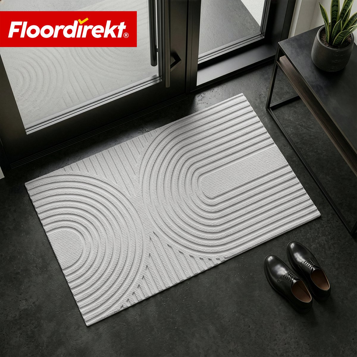 Floordirekt Circa Deurmat – Wasbaar – Antislip – Grijs golvend – 40 × 60 cm