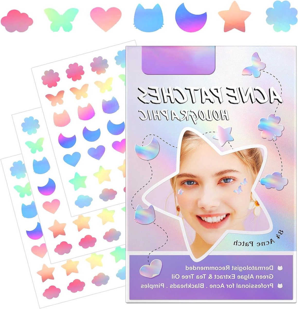 Hydrocolloïde Pimple Patches voor Acne, Blemishes en Huidbehandeling - 84 Stuks, Onzichtbare en Schattige Patches voor een Heldere Huid