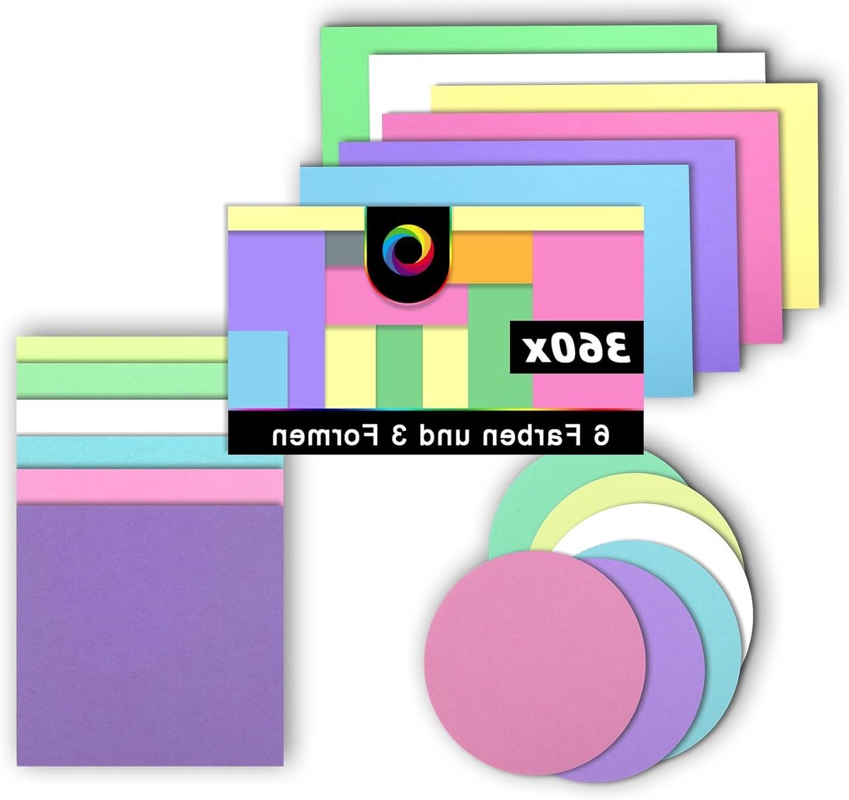 360 Stuks Moderatiekaarten in 6 Kleuren, Ronde, Ovale en Rechthoekige Vorm, Ideaal voor Presentaties en Leren