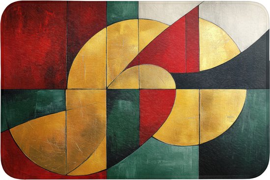 Vloermat met abstract patroon in rood, goudgeel en groen