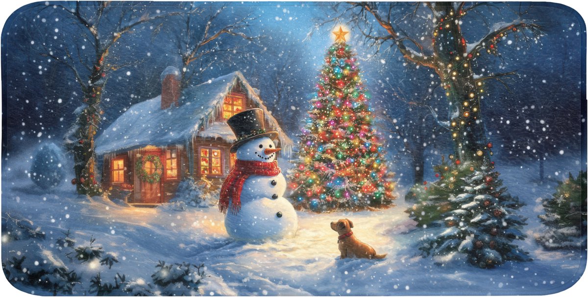 Badmat 120x60 cm - Antislip - Kerstwonder - Winteravond - Kleurrijk - Badmatten voor badkamer - Badkamermat - Douchemat - Badkamer mat