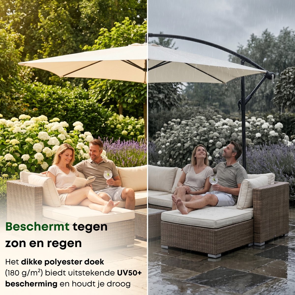 ACAZA Parasol - Zweefparasol - Beige thumbnail 5