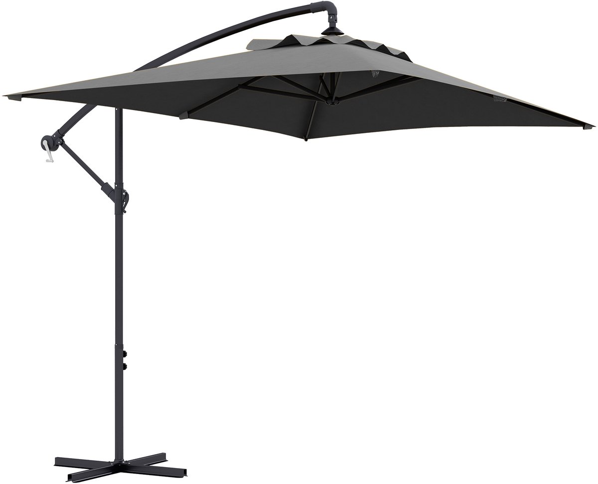 Outsunny Terrasparasol met zijarm - Polyester - 294x193x250cm - Grijs