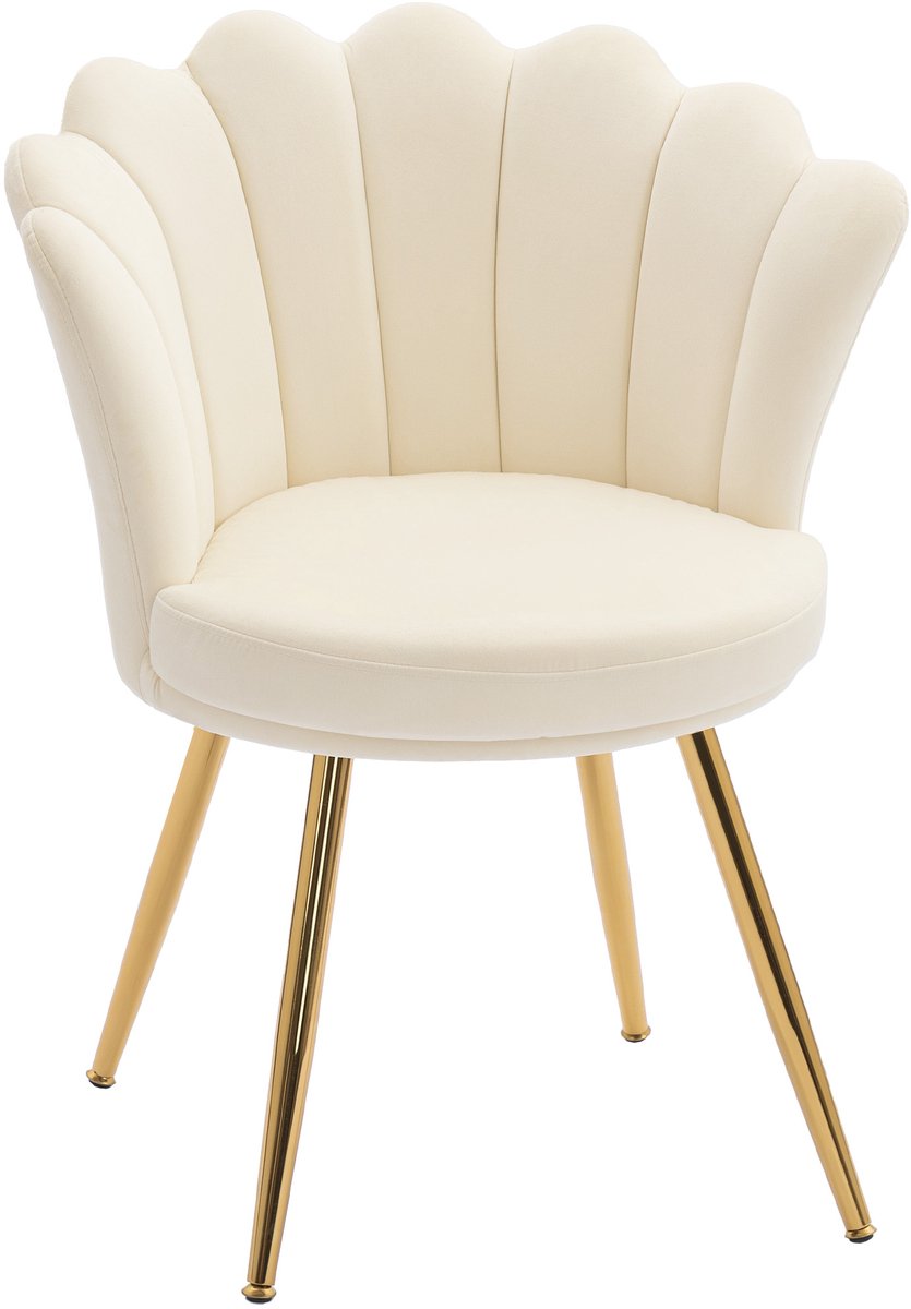 HOMCOM - Accentstoel - Fluweel 100% polyester - 67x64x77cm - Beige