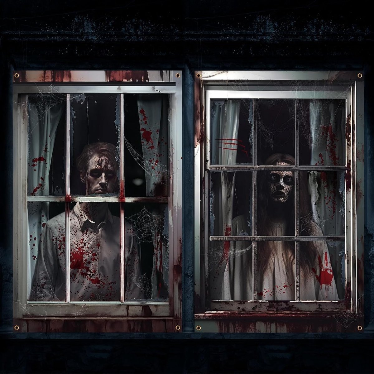 Creepy Halloween Gordijnen voor Raamdecoratie, Spookachtige Binnenhuis Versiering voor Fee