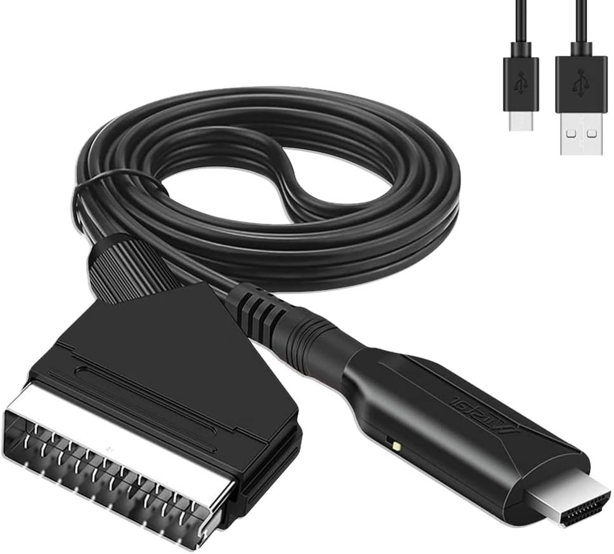 SCART naar HDMI Converter - All-in-One Kabeladapter met HD Resolutie 1080p/720p - Plug & Play Video- en Audio-omzetter voor HDTV, STB, VHS, Xbox, PS3, Sky, DVD en Blu-ray Spelers