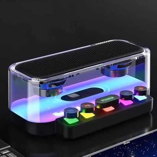 Bluetooth luidspreker OLOEY waterdicht IPX5 met RGB licht, mechanische toetsen, stereo geluid, draagbaar