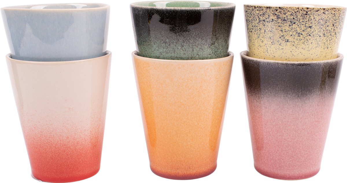 Kade 171 - Fire koffiemok - koffiebeker - set van 6 - verschillende kleuren - 310ML