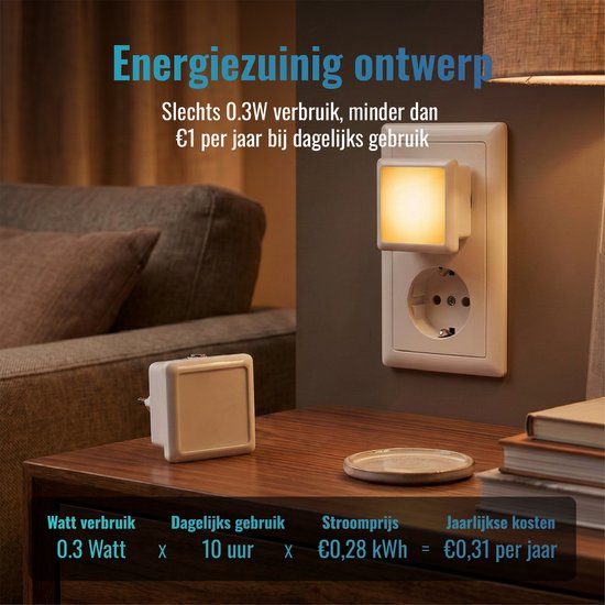 Somnifiq Nachtlampje Stopcontact - 2 stuks - Nachtlampje met dag/nacht sensor - Bedlampje - Kinderkamer - Warm licht van Merkloos — afbeelding 2
