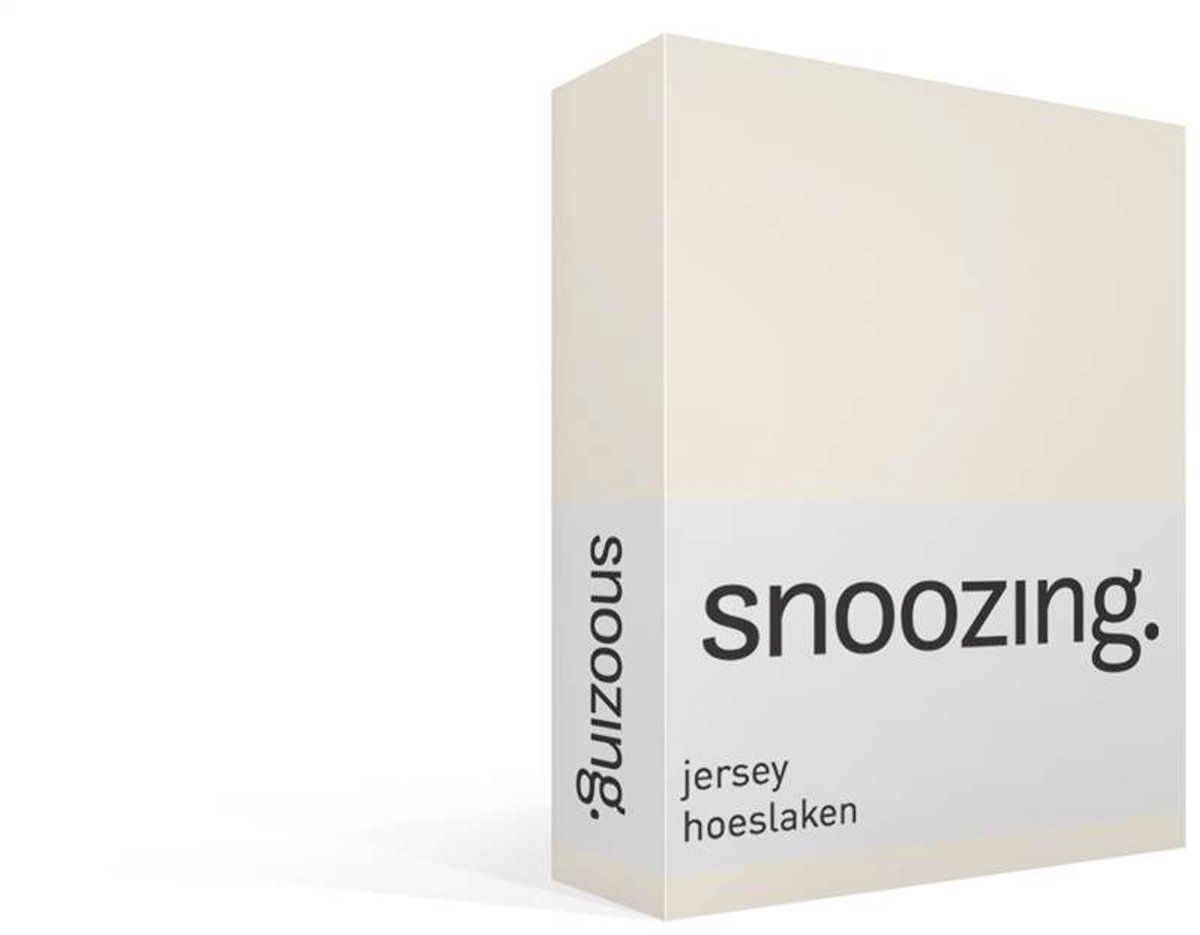 Snoozing Jersey - Hoeslaken - 100% gebreide katoen - 160x200 cm - Ivoor