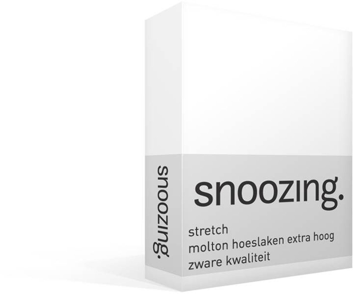 Snoozing - Stretch - Molton - Hoeslaken - Tweepersoons - Extra Hoog - 120/130/140x200 cm - Wit